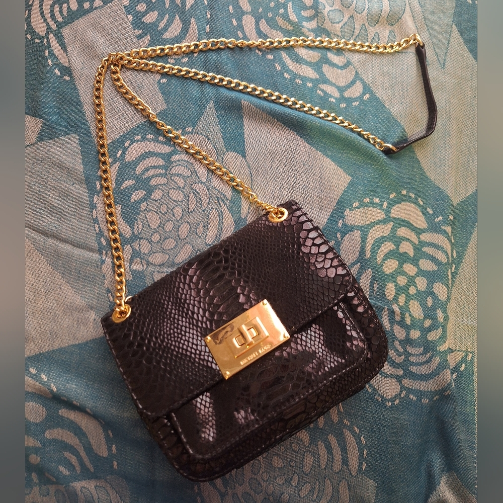 MICHAEL KORS Python Snake Skin Leather Chain Crossbody Shoulder Bag